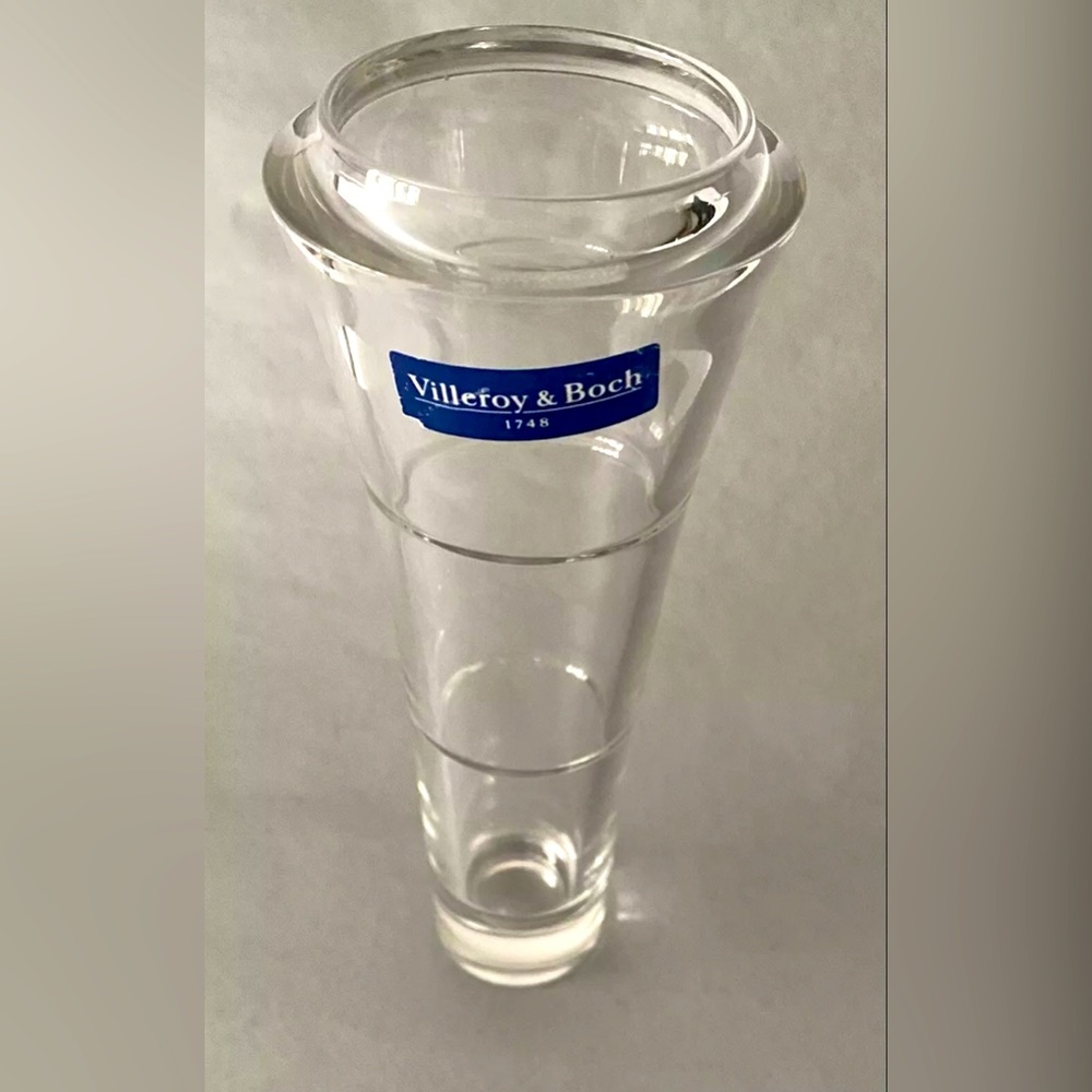 Villeroy & Boch Crystal Vase Clear Lead  Contemporary Modern  Vase Signed  1748